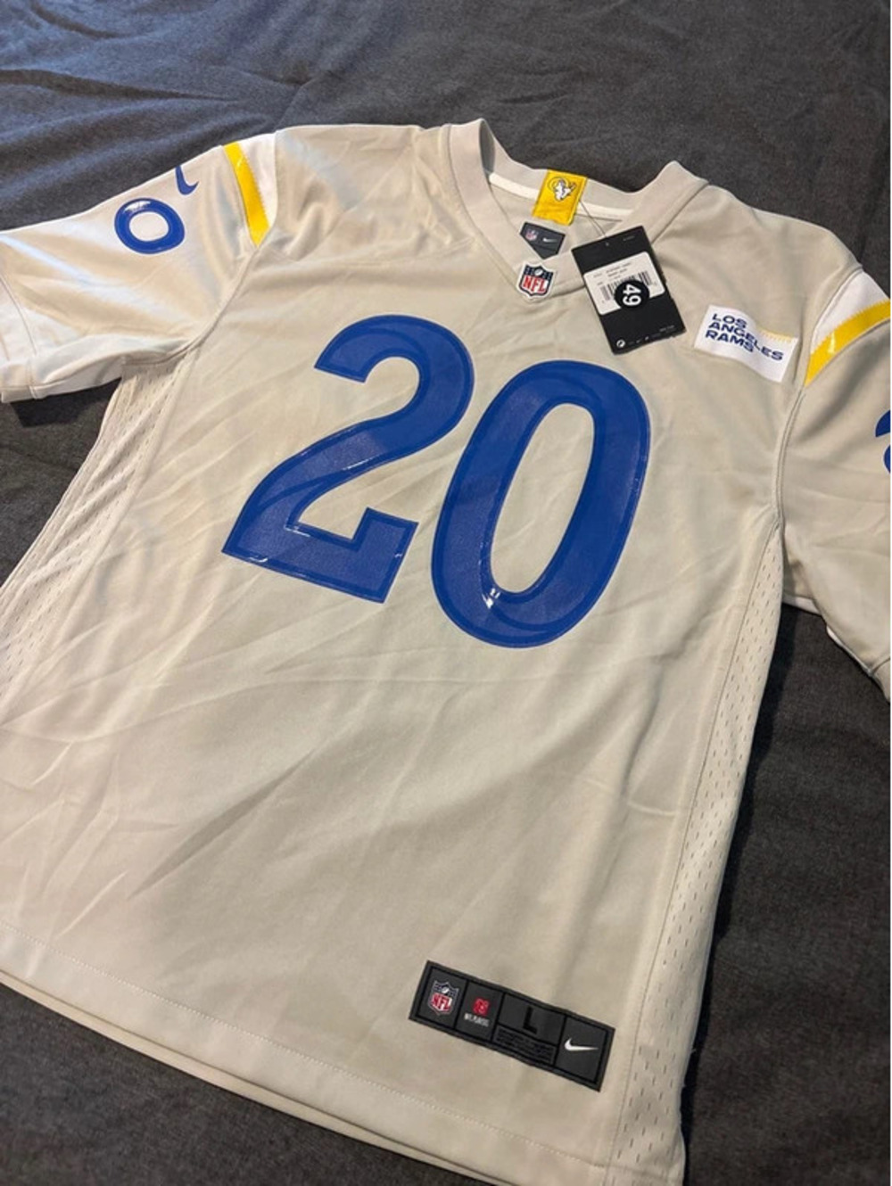 Los Angeles Rams Jersey Boys Large Beige NFL Football Nike Jalen Ramsey 20